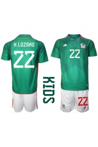 Meksiko Hirving Lozano #22 Jalkapallovaatteet Lasten Kotipeliasu MM-kisat 2022 Lyhythihainen (+ Lyhyet housut)